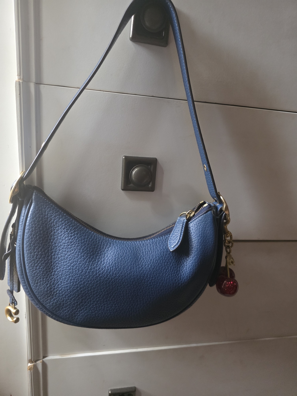 Coach Lunar Blue Leather Crescent Shoulder Bag